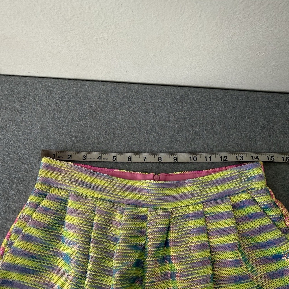Queen Of Sparkles Neon Stripe Sequin Shorts Pink Yellow/green Women's Medium - Picture 9 of 12